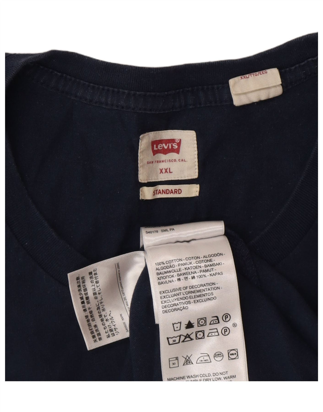 T-shirt standard da uomo Levi's Top 2XL cotone blu navy