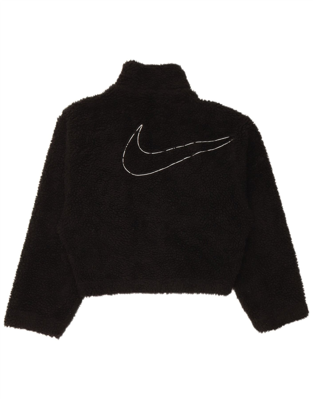 Giacca in pile oversize con grafica Nike da donna UK 6 XS poliestere nero