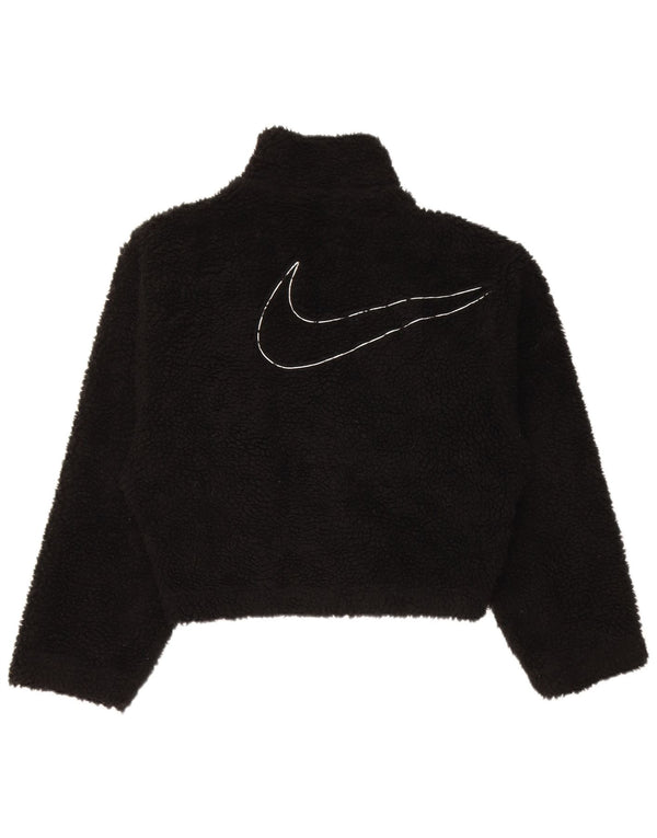 Giacca in pile oversize con grafica Nike da donna UK 6 XS poliestere nero