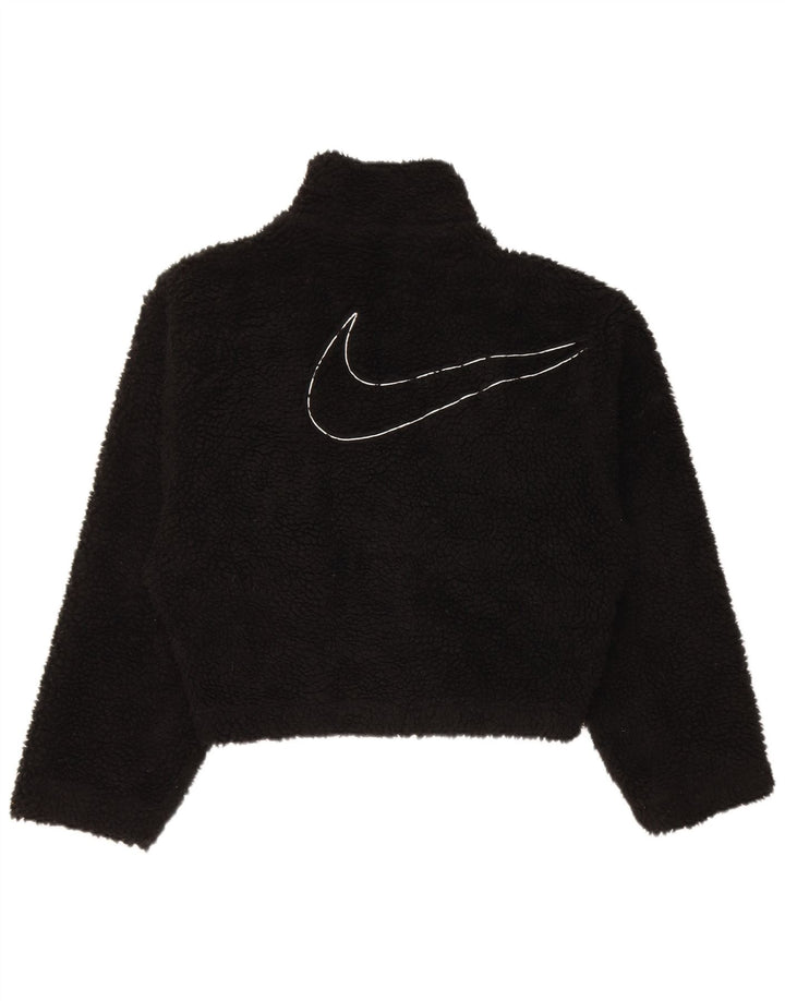 Giacca in pile oversize con grafica Nike da donna UK 6 XS poliestere nero
