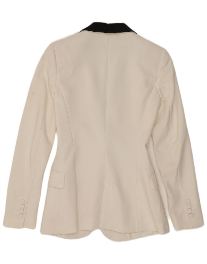Giacca blazer a 2 bottoni da donna Zara UK 6 XS poliestere color block bianco