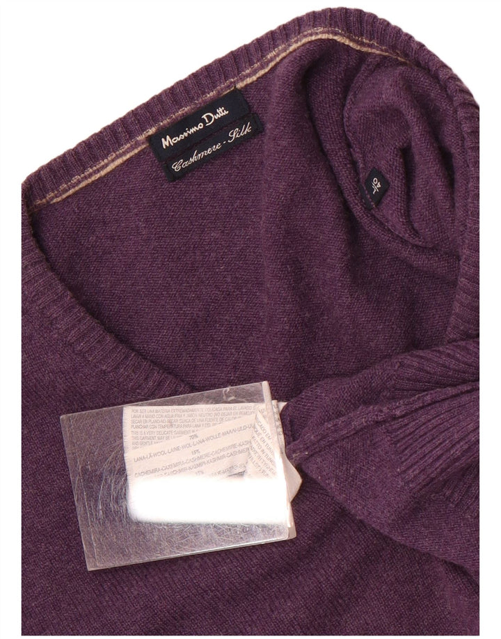 Massimo Dutti Maglione da uomo con scollo a V grande lana viola