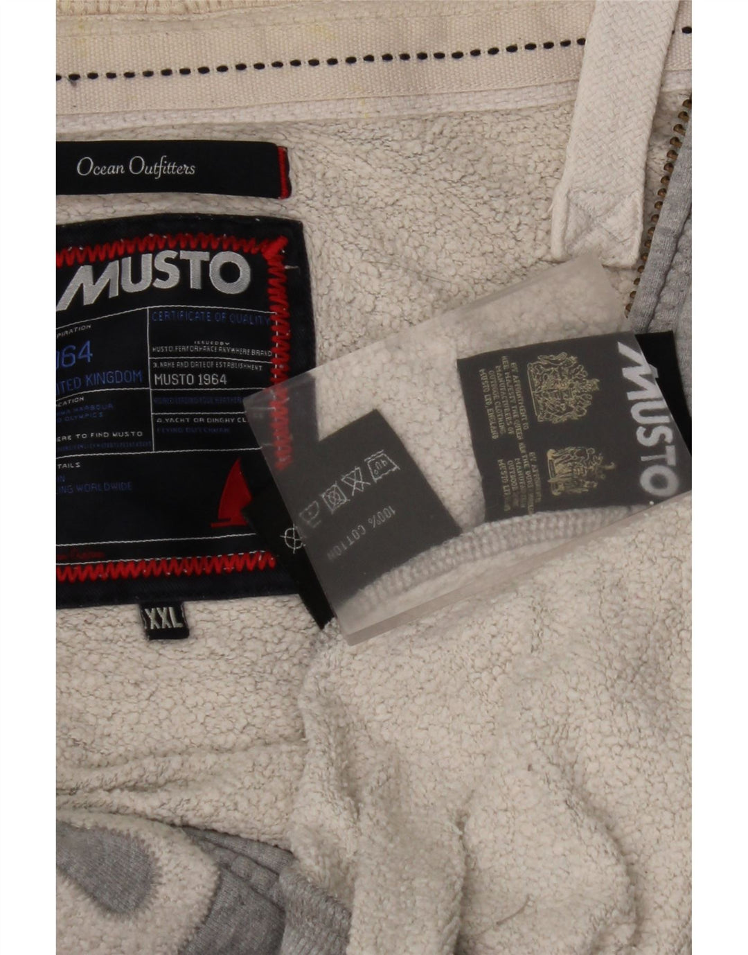 Maglione con cappuccio e zip grafica da uomo MUSTO 2XL cotone grigio