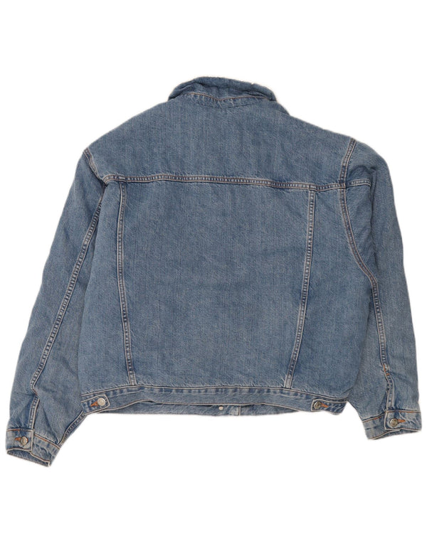 Topshop Giacca da donna oversize in denim sherpa UK 10 piccolo cotone blu