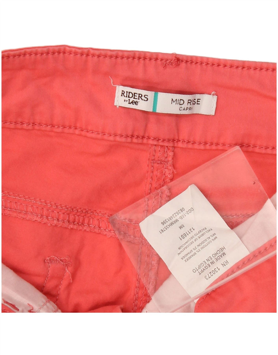 Pantaloni Capri da donna a vita media LEE Riders US 8 Medium W30 L18 Cotone rosso