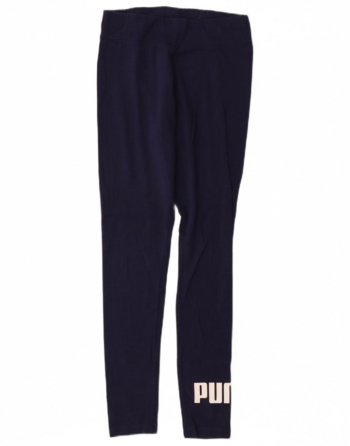 PUMA Womens Graphic Leggings UK 10 Small Navy Blue