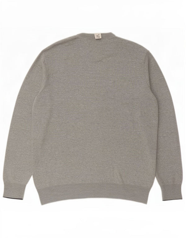 Maglione maglione con scollo a V da uomo Timberland XL cotone screziato grigio