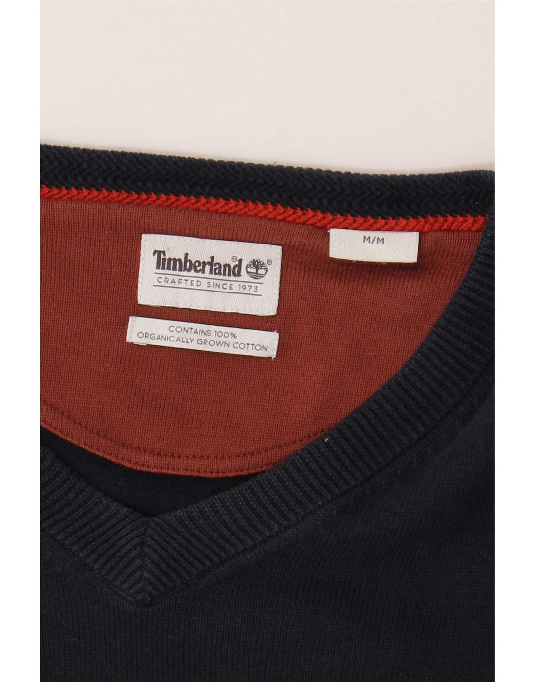 Maglione da uomo con scollo a V Timberland in cotone medio blu navy