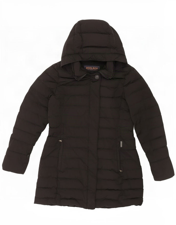 Giacca imbottita con cappuccio da donna Woolrich UK 10 piccola poliestere nero