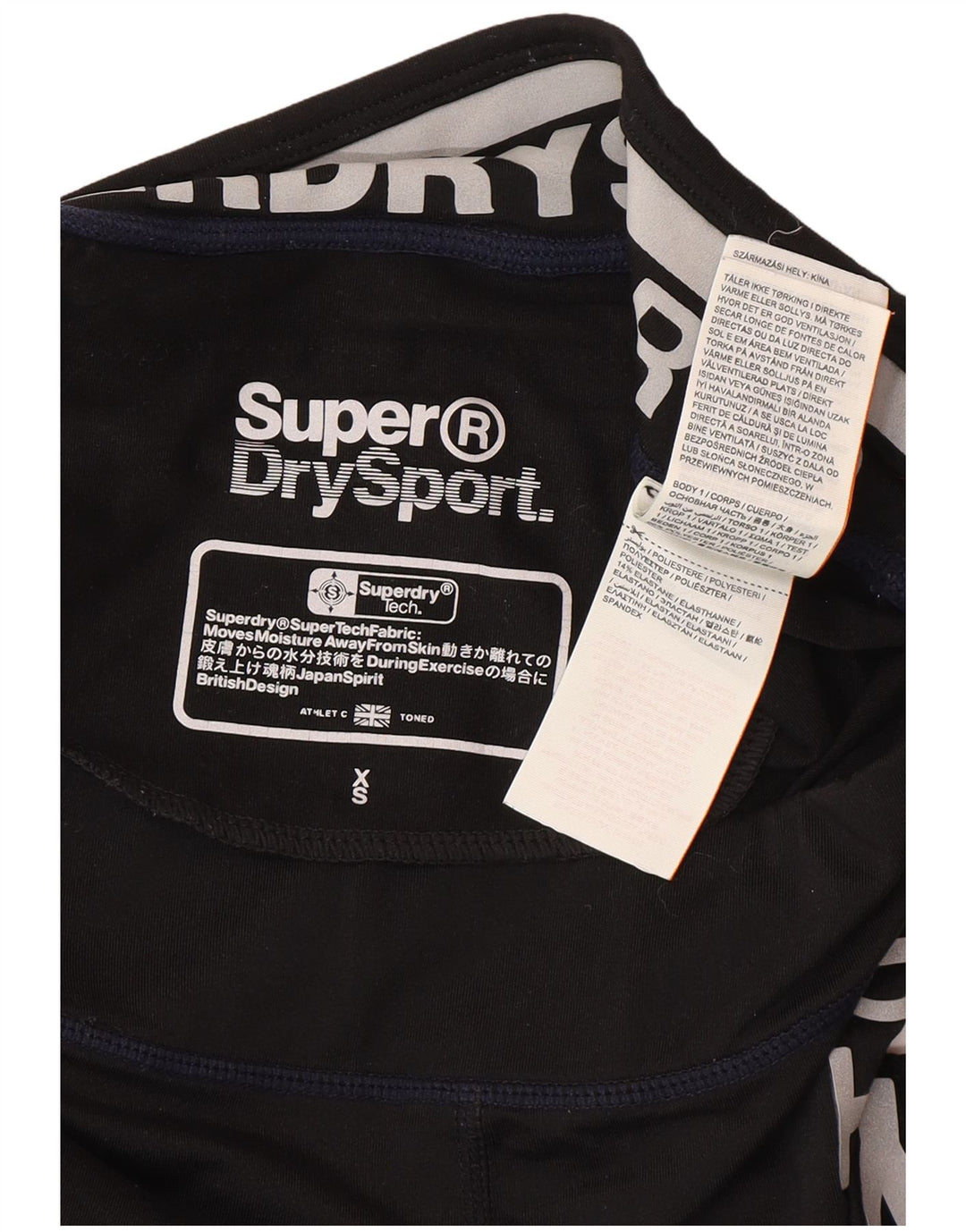 Leggings Capri grafici da donna Superdry UK 6 XS poliestere nero