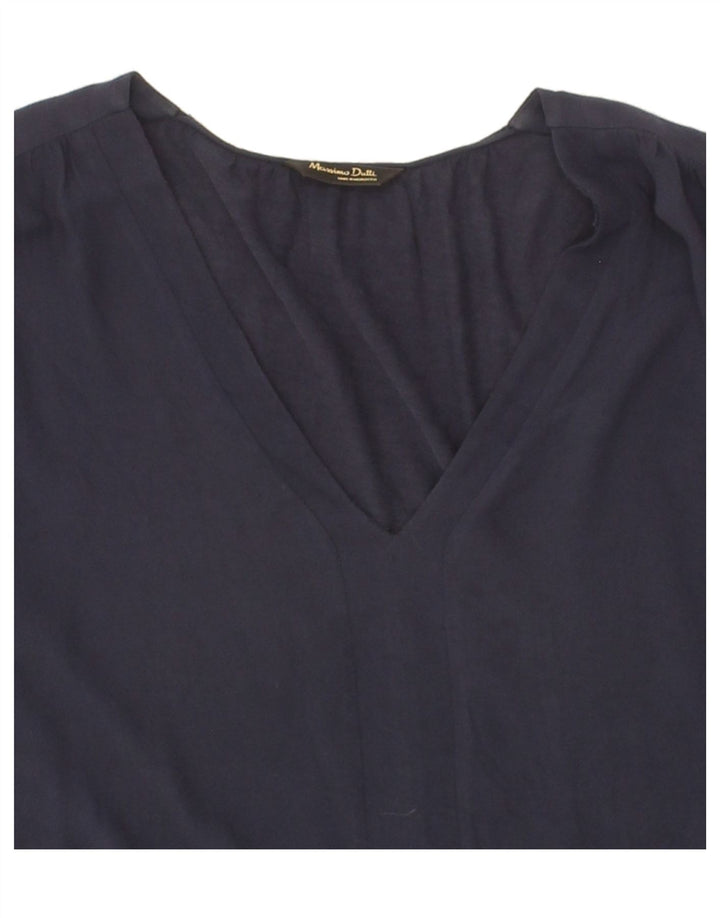 MASSIMO DUTTI Womens 3/4 Sleeve Blouse Top UK 6 XS Navy Blue Vintage Massimo Dutti and Second-Hand Massimo Dutti from Messina Hembry 