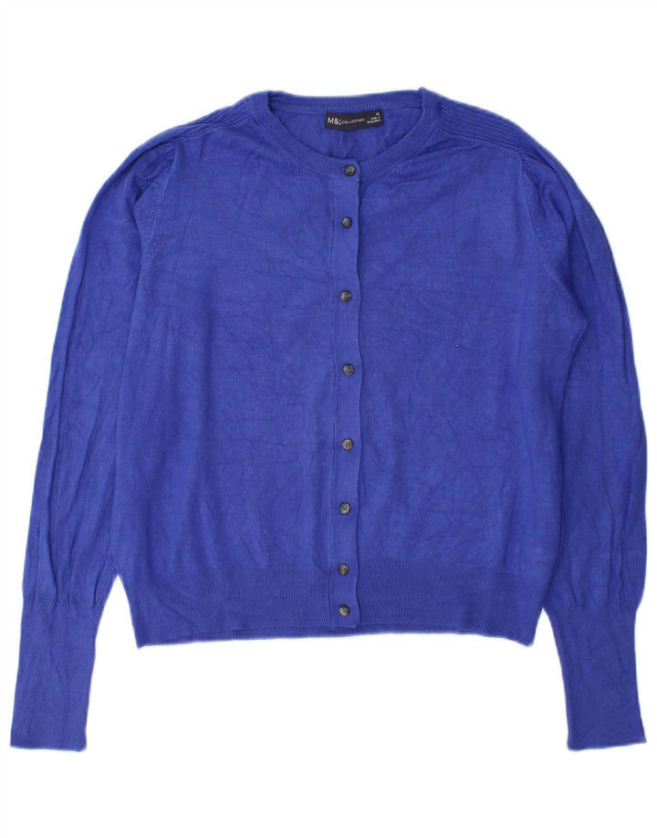 Maglione cardigan da donna Marks & Spencer UK 12 Viscosa blu medio