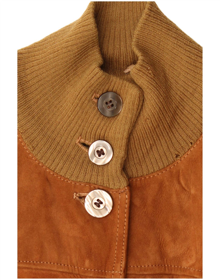 Bomber vintage da donna in pelle scamosciata IT 48 XL in pelle marrone