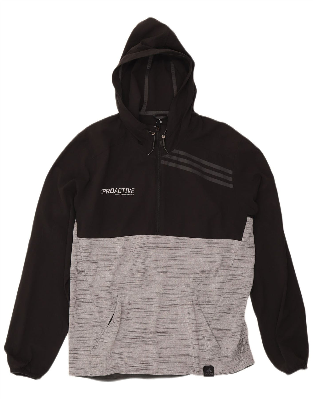Felpa con cappuccio grafica ADIDAS da uomo Climalite, blocco colore nero medio