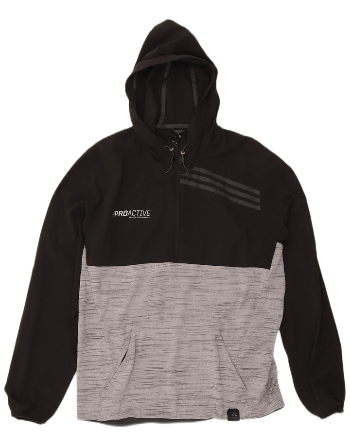 Felpa con cappuccio grafica ADIDAS da uomo Climalite, blocco colore nero medio