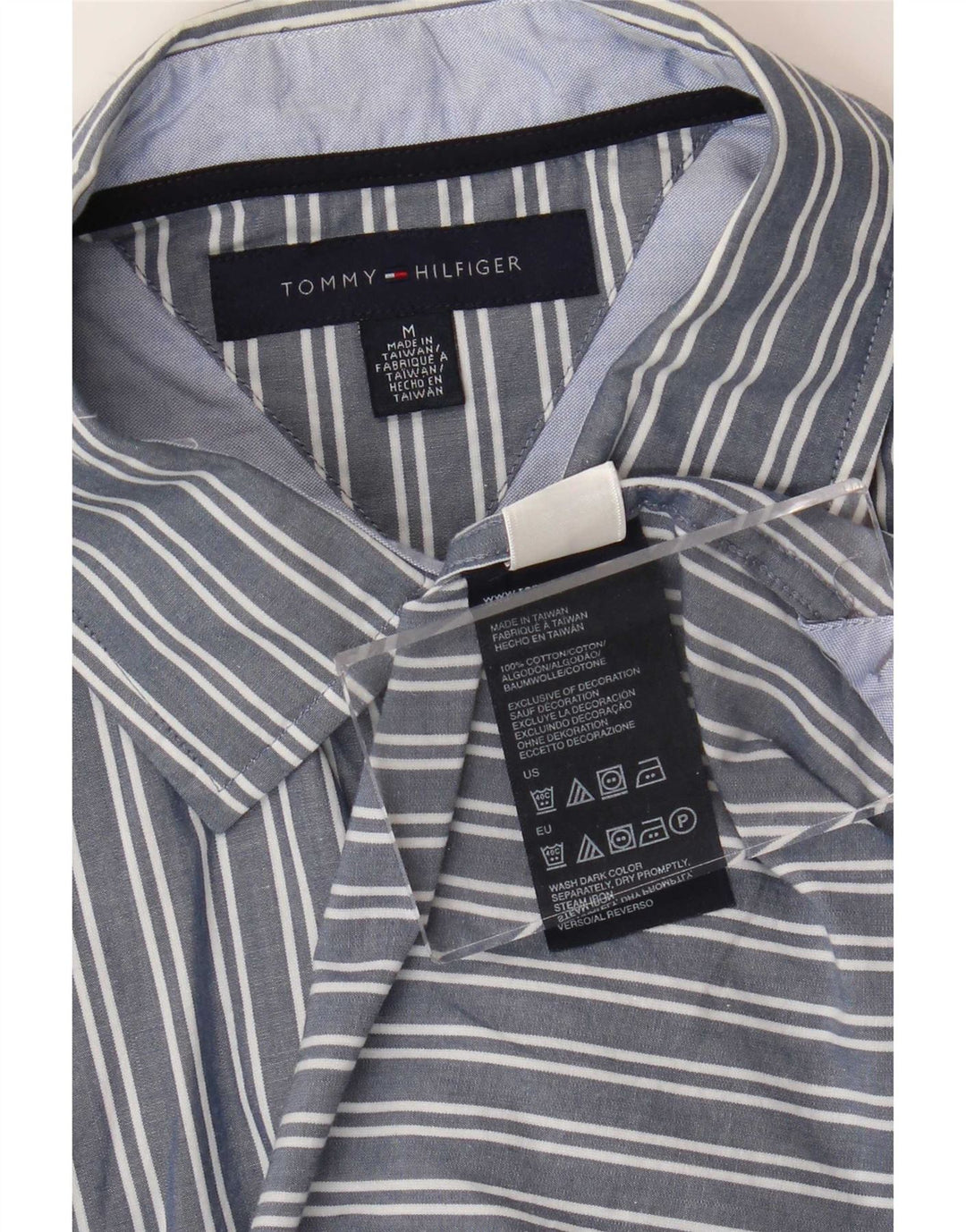 Camicia da uomo Tommy Hilfiger in cotone a righe blu medio