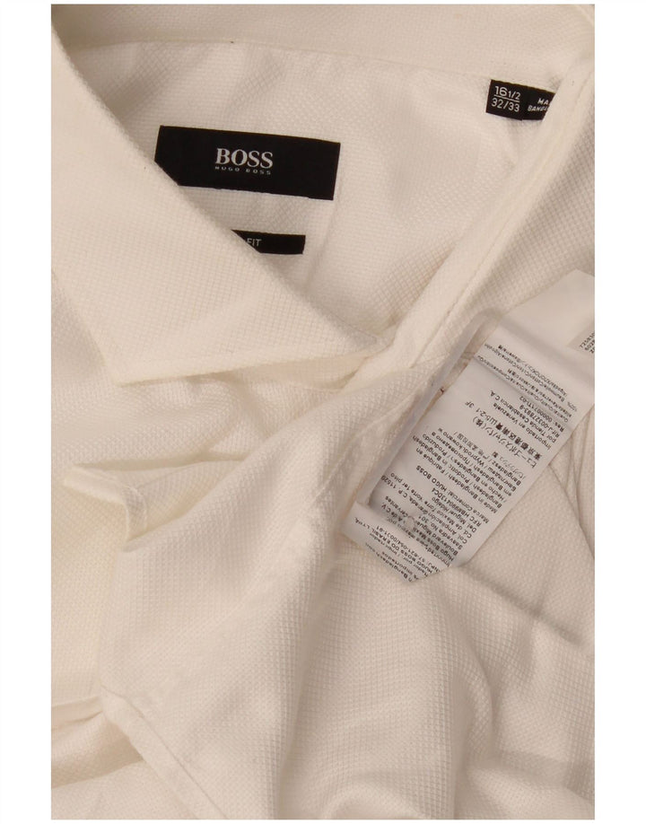Camicia alta da uomo Hugo Boss taglia 16 1/2 grande cotone bianco
