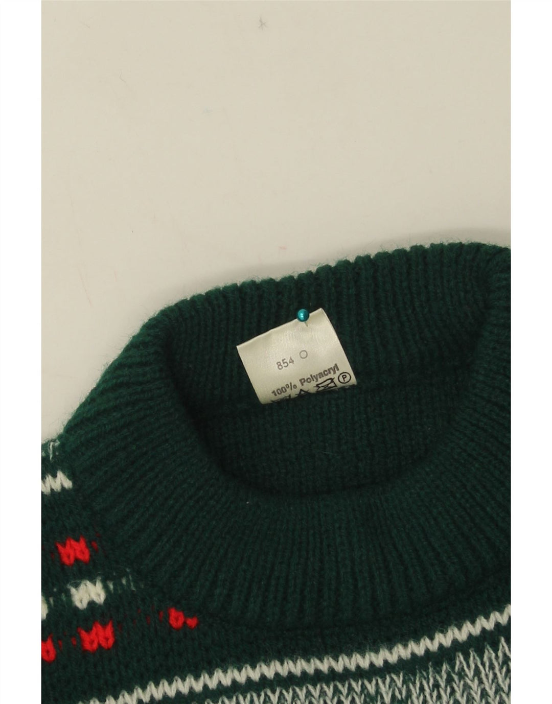 Dralon Maglione da uomo girocollo maglione piccolo verde Fair Isle poliacrilico