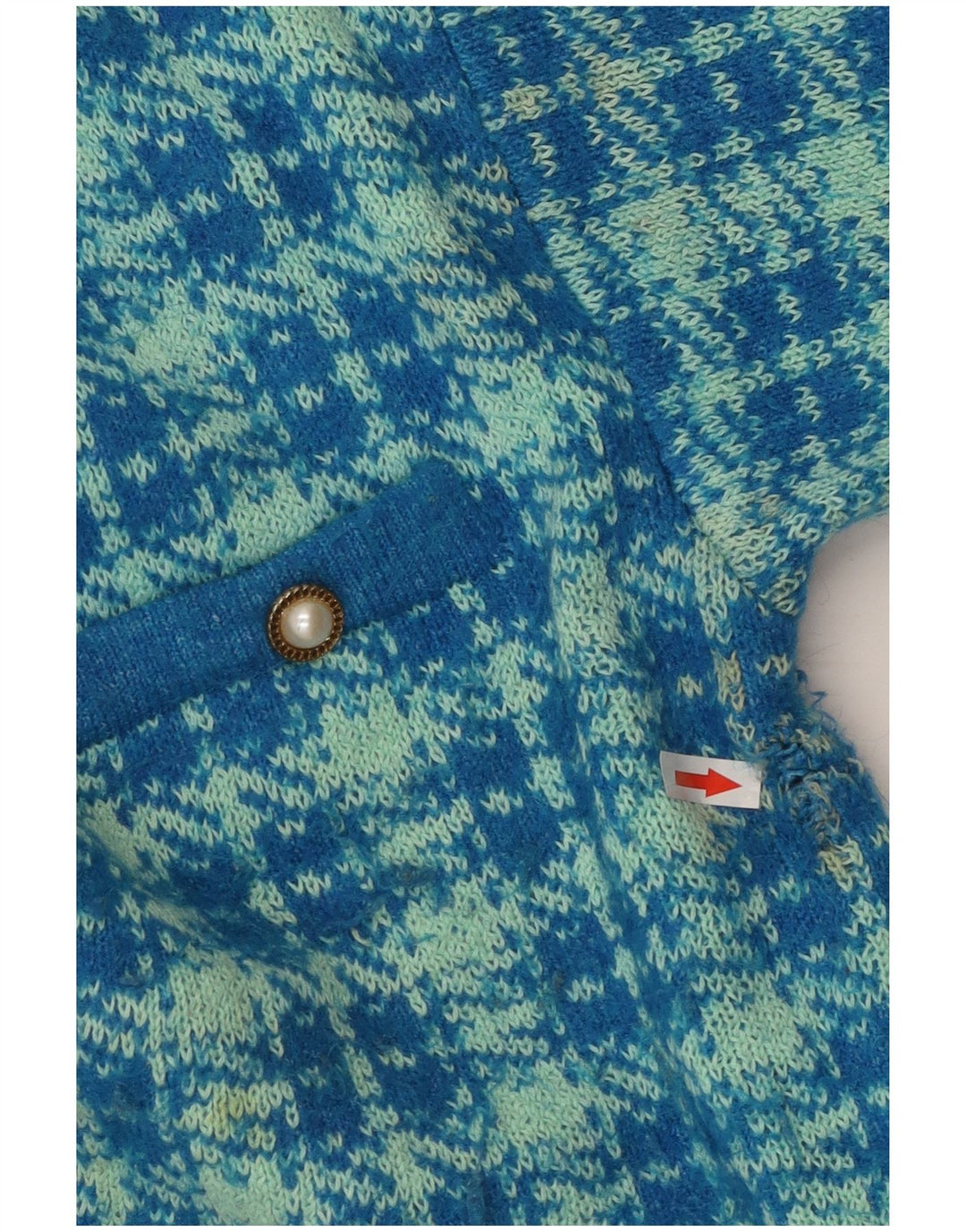 Maglione cardigan oversize da donna Zara UK 10 piccolo cotone pied de poule blu