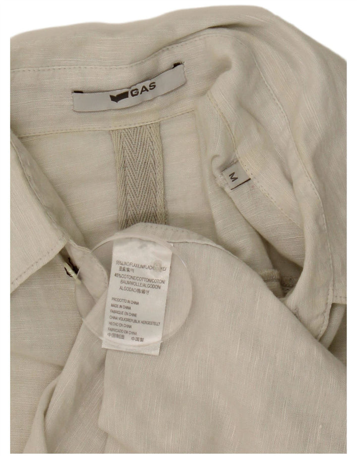 Camicia a maniche corte da uomo Gas Lino beige medio