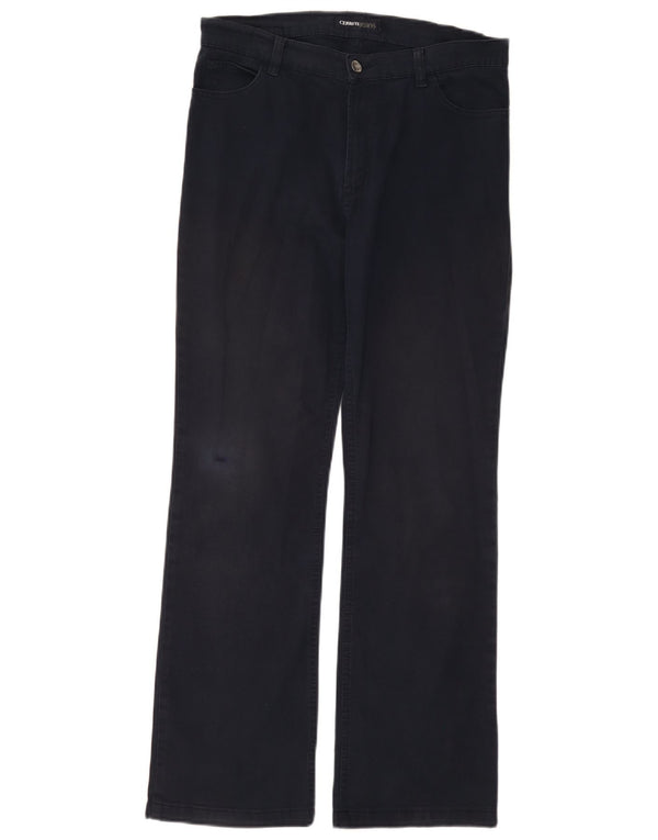 Pantaloni casual dritti da donna Cerruti W34 L30 in cotone blu navy