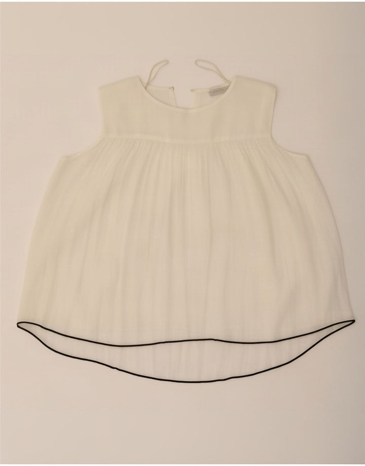 Top in camicetta senza maniche da donna Zara UK 14 medio bianco sporco