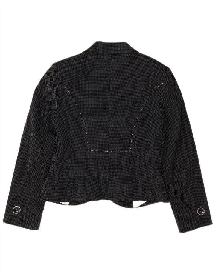 Giacca blazer a 1 bottone Marks & Spencer da donna UK 10 piccola blu navy maculata