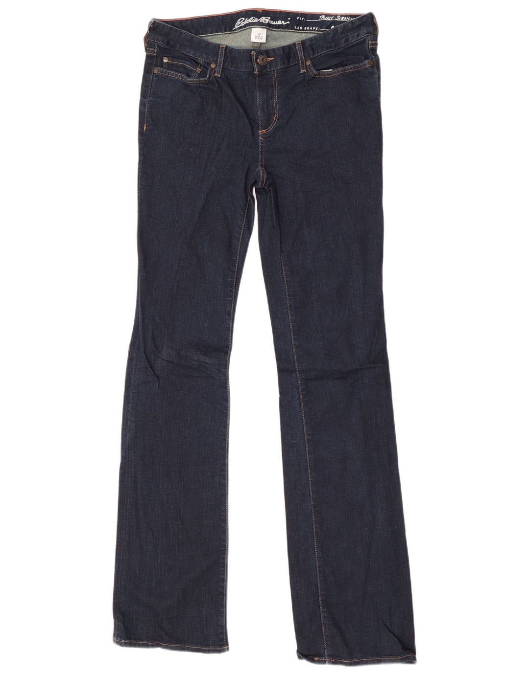 Jeans bootcut dritti da donna Eddie Bauer US 10 Large W32 L36 cotone blu