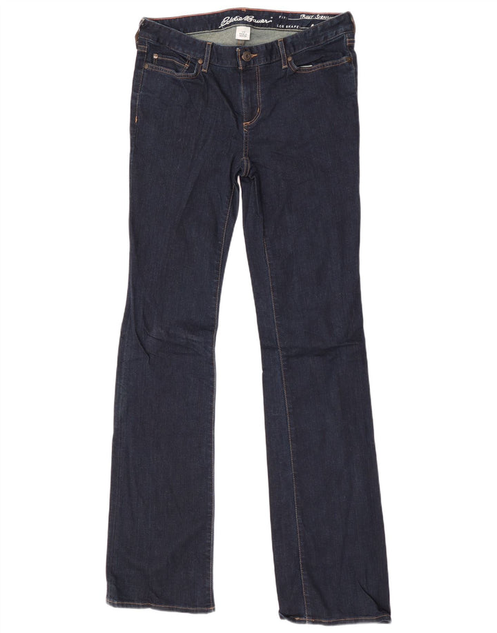 Jeans bootcut dritti da donna Eddie Bauer US 10 Large W32 L36 cotone blu