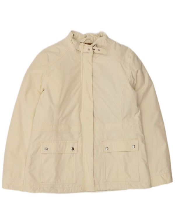 Giacca a vento oversize da donna Lands End UK 10 piccola in nylon bianco sporco