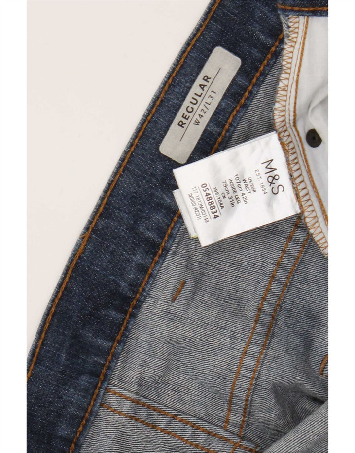 Jeans dritti regolari da uomo Marks & Spencer W42 L31 cotone blu