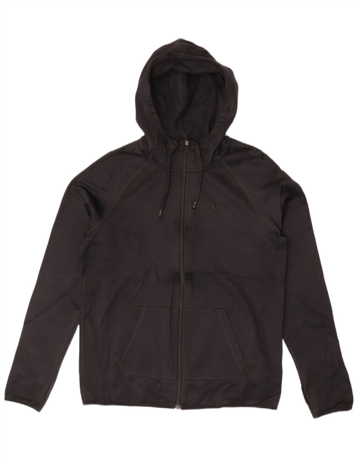 Felpa con cappuccio e zip Nike Therma-Fit da uomo, piccola, in poliestere nero
