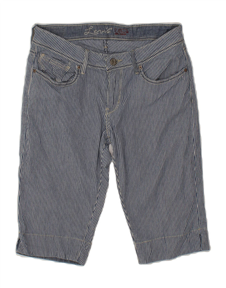 LEVI'S Womens Casual Shorts W28 Medium Navy Blue Pinstripe Cotton Vintage Levi's and Second-Hand Levi's from Messina Hembry 