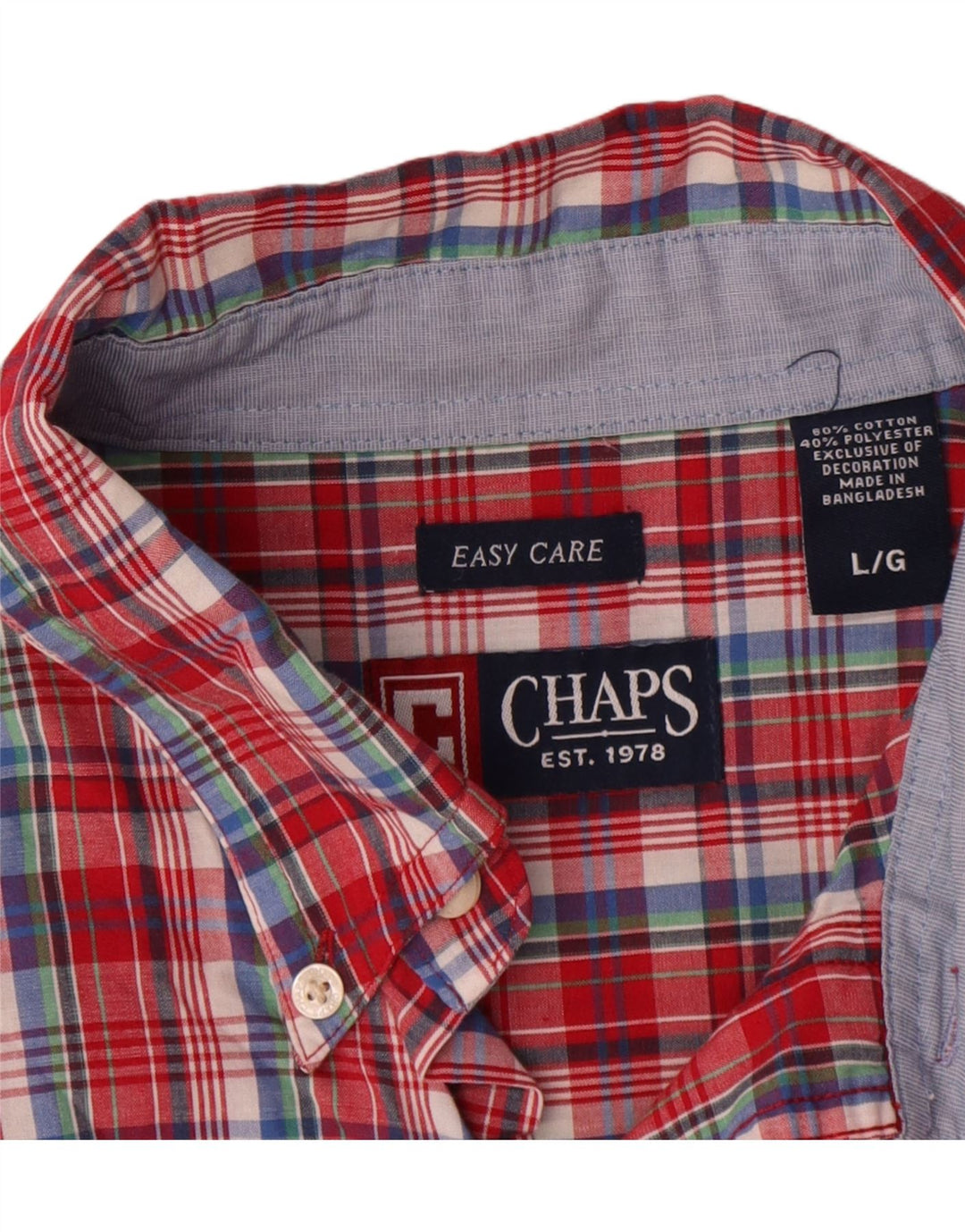 Camicia a maniche corte da uomo Chaps grande in cotone scozzese rosso