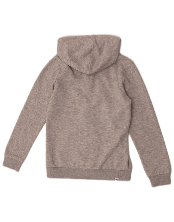 Felpa con cappuccio e zip grafica per ragazze Puma 11-12 anni in cotone grigio screziato