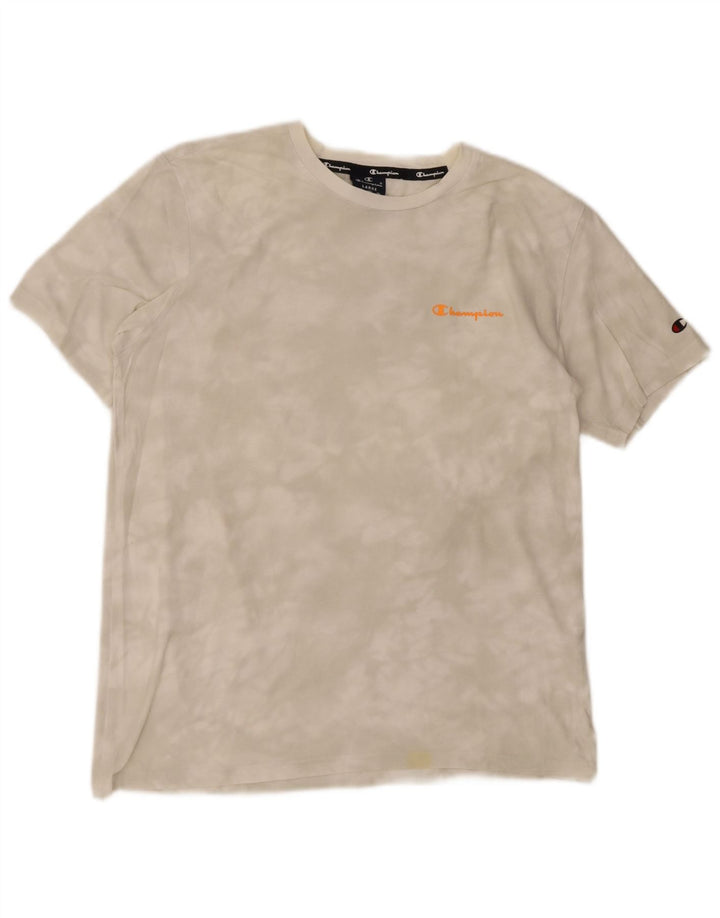 T-shirt da uomo Champion Top grande in cotone tie-dye bianco