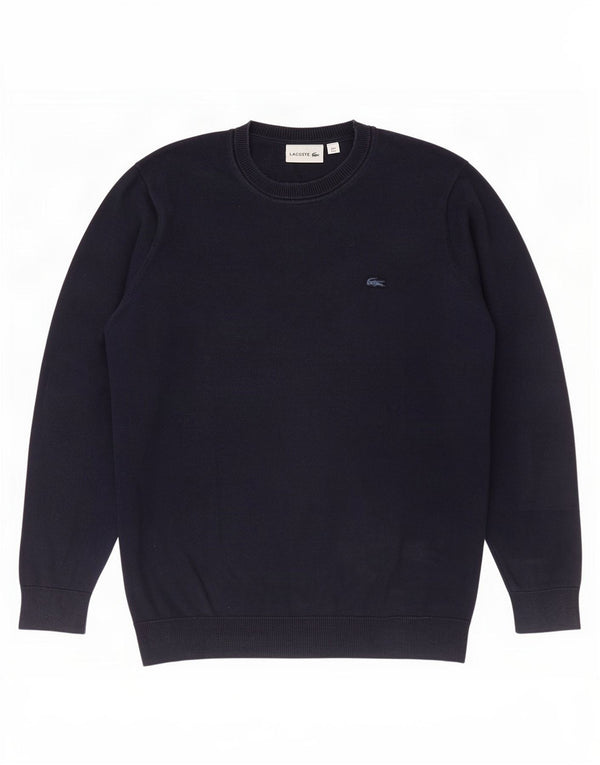 Maglione maglione girocollo da uomo Lacoste taglia 5 grande in cotone blu navy