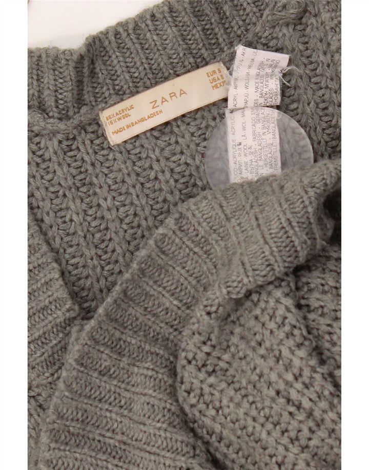 Maglione cardigan da donna Zara UK 10 piccolo grigio acrilico