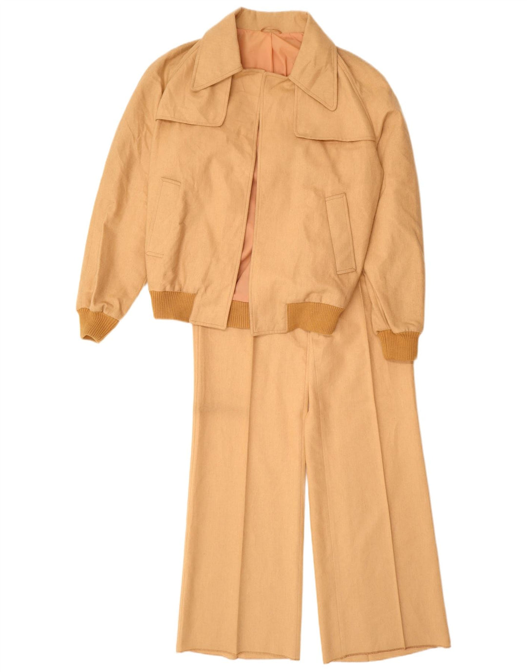 Set da 2 pezzi da donna VINTAGE UK 12 medio W28 L34 Beige