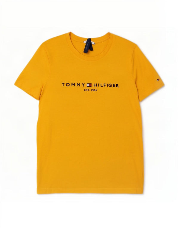 T-shirt grafica da donna Tommy Hilfiger Top UK 6 XS cotone giallo