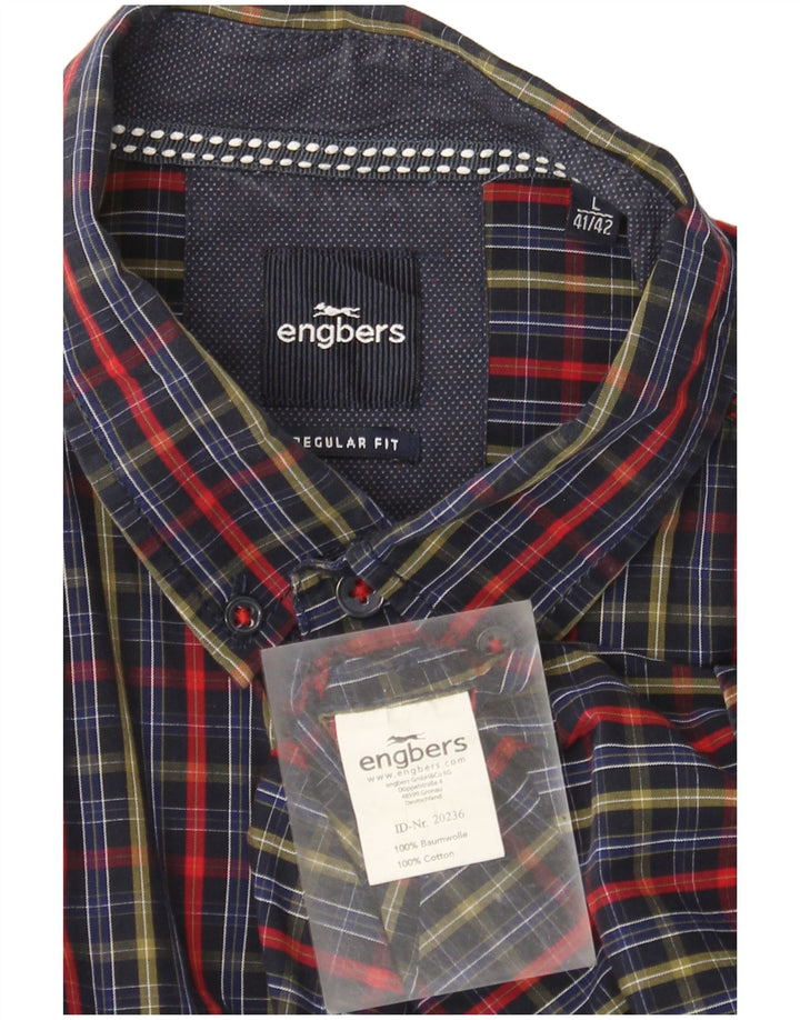 Camicia da uomo vestibilità regolare Engbers taglia 41/42 grande cotone a quadri multicolore