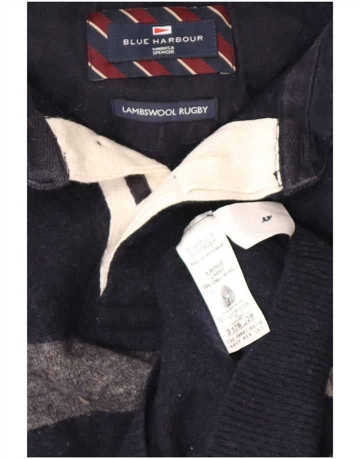Marks & Spencer maglione da uomo con collo a polo blu Harbour grande blu scuro