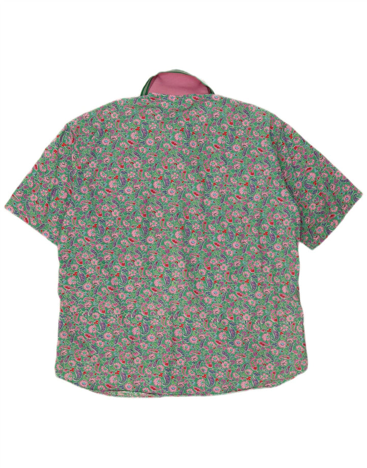 Camicia vintage da uomo a maniche corte grande verde cachemire