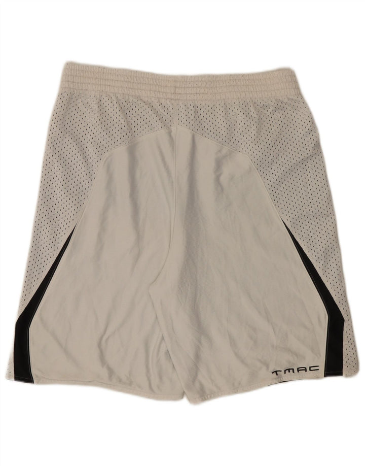 Pantaloncini sportivi Adidas da uomo in poliestere color block bianco medio