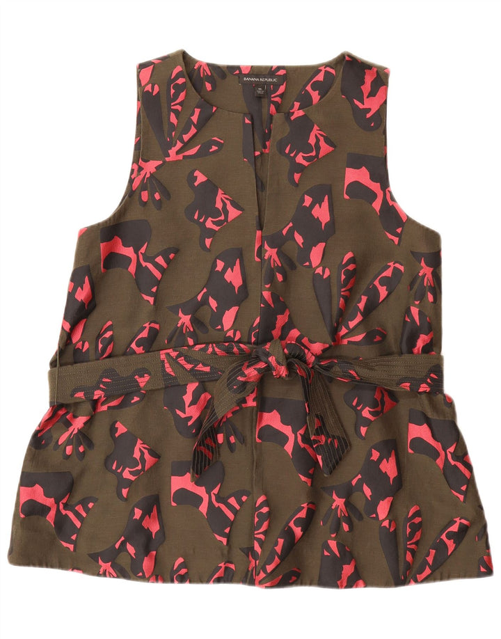 BANANA REPUBLIC Camicetta da donna con motivo astratto Top UK 14 Medio Cachi