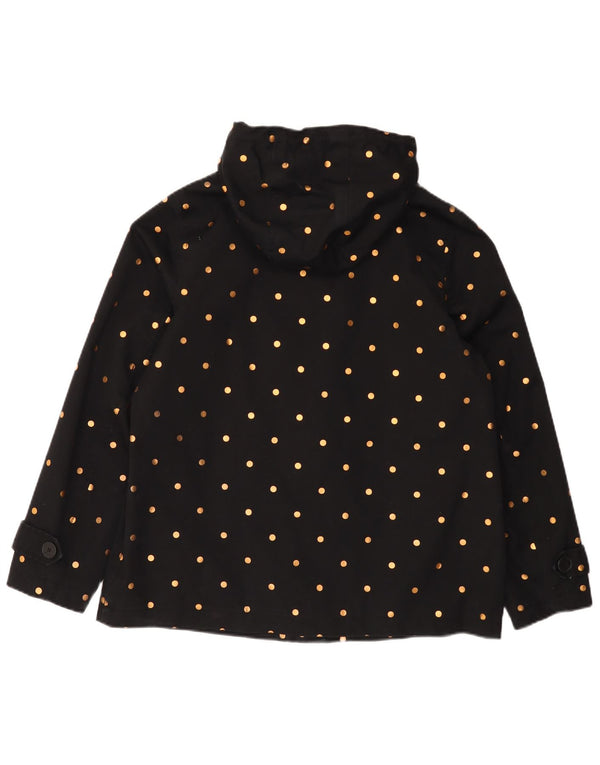Giacca antipioggia con cappuccio da donna Joules UK 14 grande cotone maculato nero