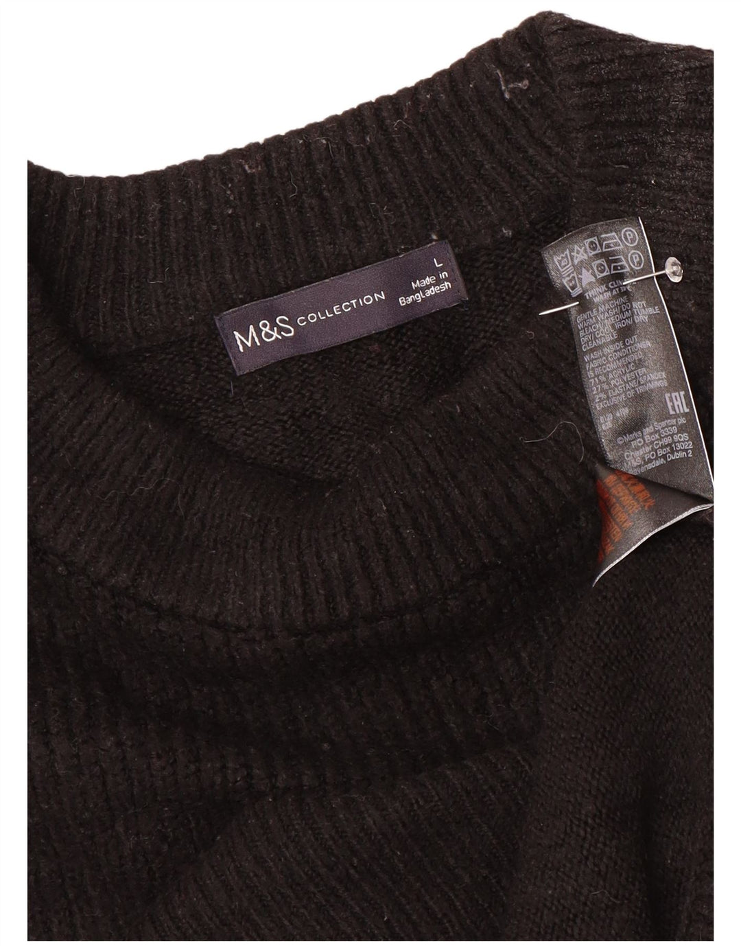 Maglione maglione girocollo oversize da donna Marks & Spencer UK 16 grande nero