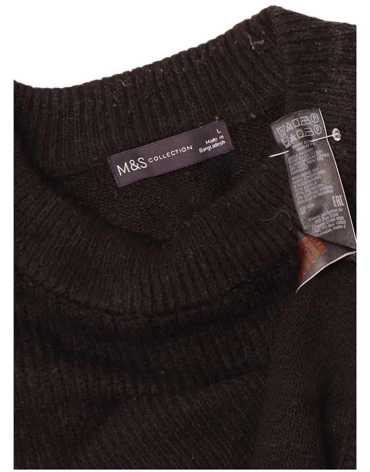 Maglione maglione girocollo oversize da donna Marks & Spencer UK 16 grande nero