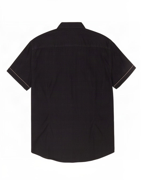Guess Camicia grafica da uomo a maniche corte UK 40 Grande cotone a quadri neri