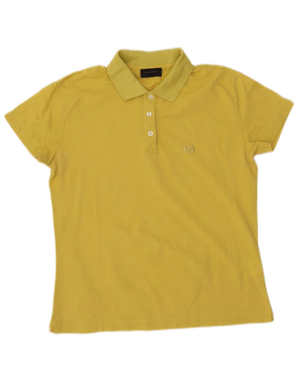 SERGIO TACCHINI Womens Polo Shirt UK 18 XL Yellow Cotton